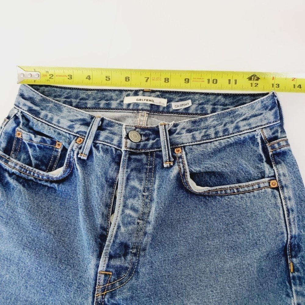 Grlfrnd Jeans Karolina Mom High Rise Distressed Rigid Denim Blue 26 - Picture 12 of 14
